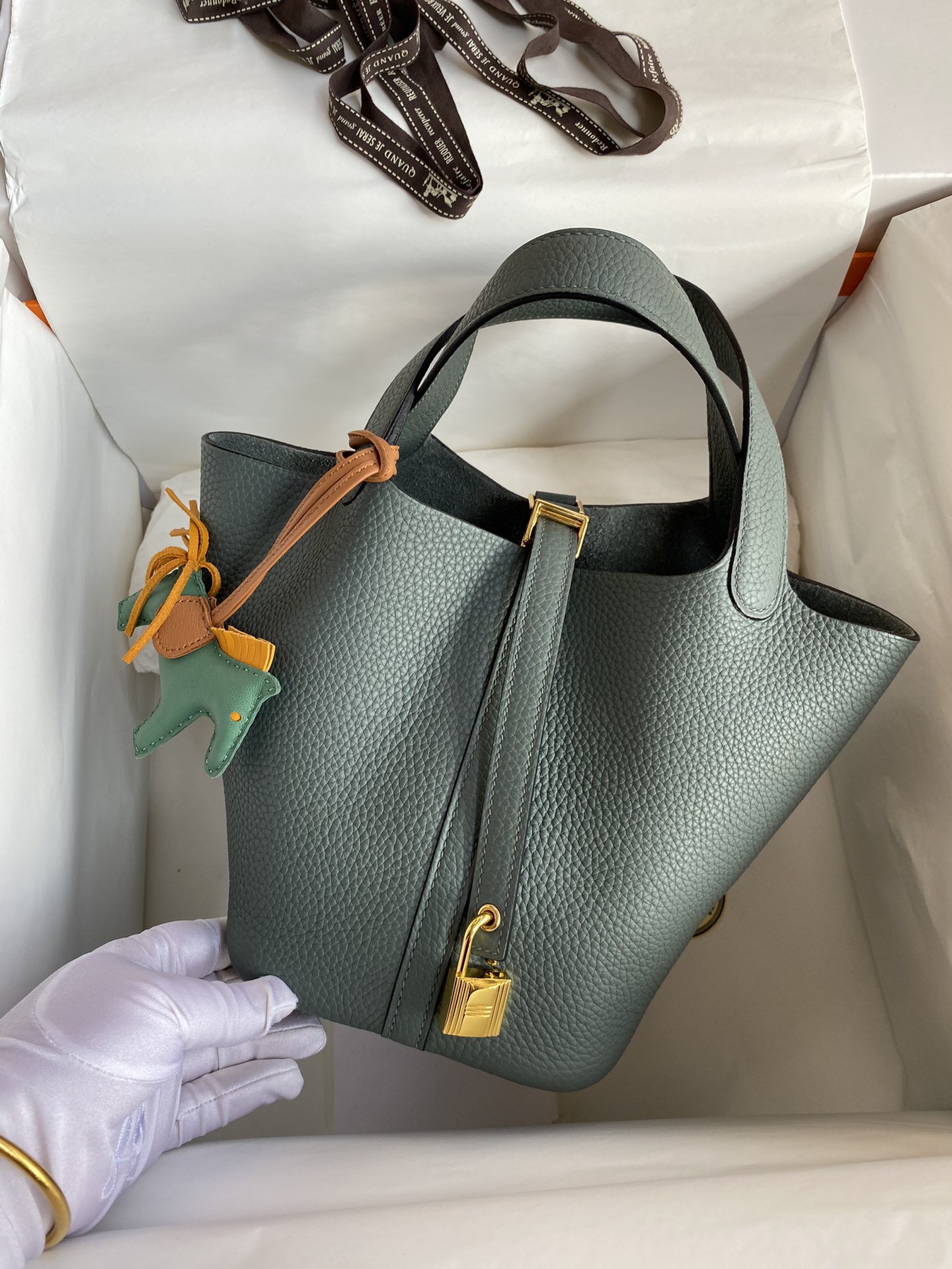 Hermes Picotin Lock 18 Bag In Agate Green Clemence Leather